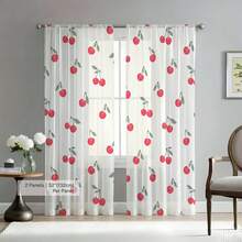 NOSBEI 2 piezas/1 pieza Cortinas pequeñas de cereza roja, tela opaca, cortinas de frutas lindas para la habitación de los niños y la habitación de invitados, 132 cm de ancho x 213 cm de largo - Multicolor - Ver 8