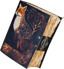Handmade Vintage Leather Journal 8x6 Inch Diary With 400 Deckle Edge Pages Rustic Leather Notebook For Men And Women Antique Refillable Writing Journal For Travel Sketching Gifts And Office Use The Enchanted - The Enchanted Fox - View 2