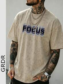 GRDR | 男士复古休闲水洗短袖T恤 | 适合夏季穿着 | 舒适透气 | 时尚 - 杏色 - 查看 2