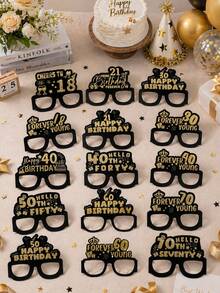 3pcs/2pcs/1pc-21st Birthday Glasses, 18th Birthday Glasses. Cool Birthday Party Glasses - Black & Gold Fun Glasses, Birthday Decoration Glasses, Suitable For Birthday Party Photo Props, Birthday Host Costume, Birthday Party, Birthday Party Decorations, Also Can Be Used As Photo Props. Birthday Hat, Vintage Birthday Party Costume Accessories, Suitable For 18, 21, 30, 40, 50, 60, 70th Birthday Party Atmosphere Decoration, - Multicolor - View 4