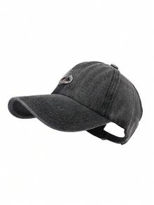 1 pieza Gorra de béisbol de mezclilla gris oscuro desgastada, gorra ajustable con bordado de letra deshilachada, accesorio casual lavado vintage para protección solar al aire libre y para ir al trabajo - gorra de béisbol - View 14