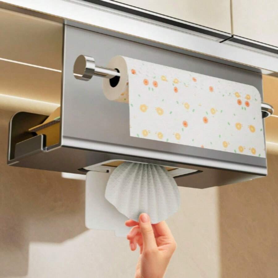 Giá đựng khăn giấy tiết kiệm không gian dưới tủ, bằng thép không gỉ, kiểu treo ngược, không cần khoan, gắn tường cho nhà bếp và phòng tắm nhỏ, giá đựng giấy vệ sinh tự dính đặt trên mặt bàn, thiết kế tối giản hiện đại, giá đựng khăn giấy dán dễ lắp đặt, giá đựng giấy vệ sinh nhỏ gọn để sắp xếp nhà cửa, giá đựng giấy vệ sinh gắn tường đa năng, phụ kiện trang trí nhà bếp và phòng tắm, giải pháp lưu trữ thiết thực bằng thép không gỉ. - Nhiều màu - Xem 1