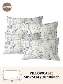 1pc/2pcs/4pcs Polyester Flowers And Plants Floral Plant Print Pillow Cover Set (Pillow Inner Not Included), Soft & Comfortable, Suitable For All Seasons,Perfect For Home Dorm Apartment Guest Room Vacation Rental & Gift-Giving - Multicolor - View 3