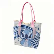 Disney Lilo & Stitch Canvas Tote Bag - Excited Stitch Print Shoulder Bag For Daily Use - White - View 4