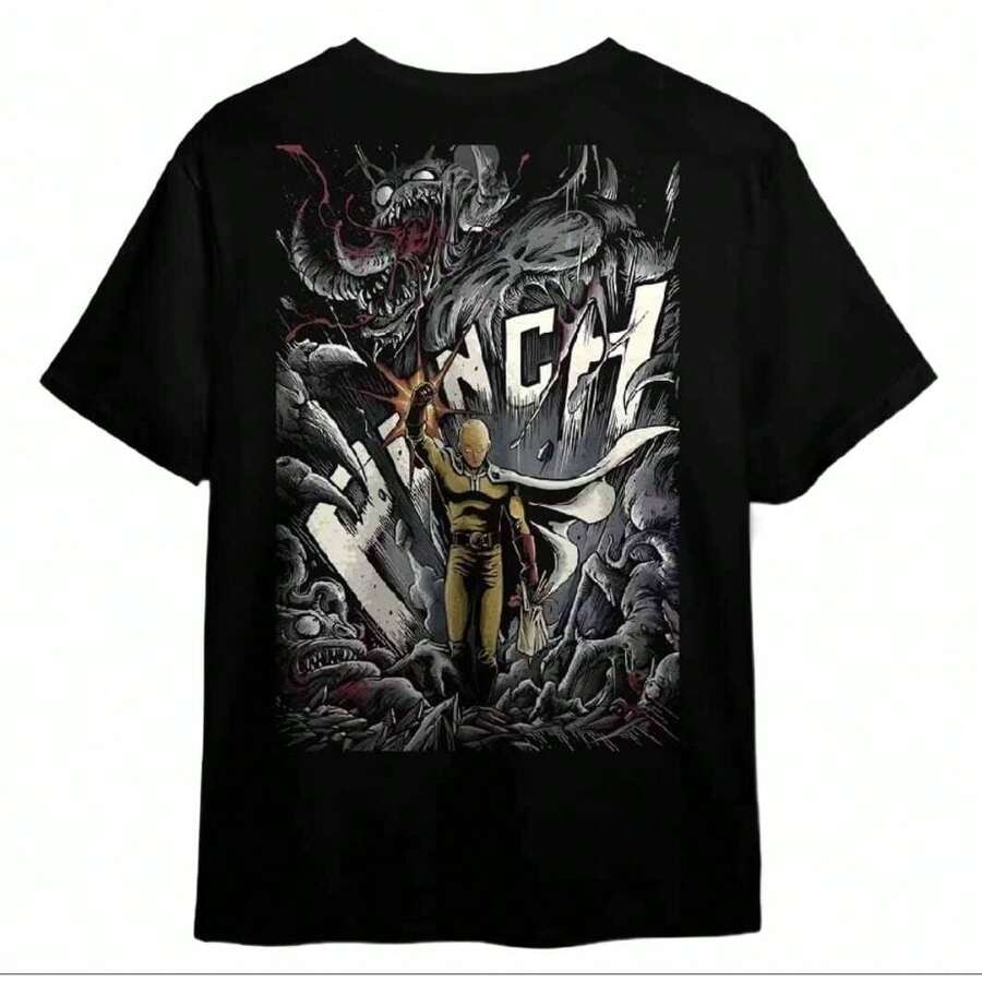 MATERIAL DE LA CAMISETA SAITAMA: ALGODÓN PEINADO 30s VIRAL - Negro - Ver 1