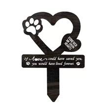 1pc 2D Acrylic Black Pet Memorial Cross Wooden Plaque With Paw Print, Grave Marker Signage - A - View 4