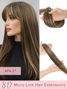 8D Micro-Link Human Hair Extensions, 12-22 Inches Length, 28g/Pack, Multi-Color Straight Hair, Suitable For Women, Invisible Beads Easy To Install, Suitable For Weddings And Parties - Multicolor - View 14