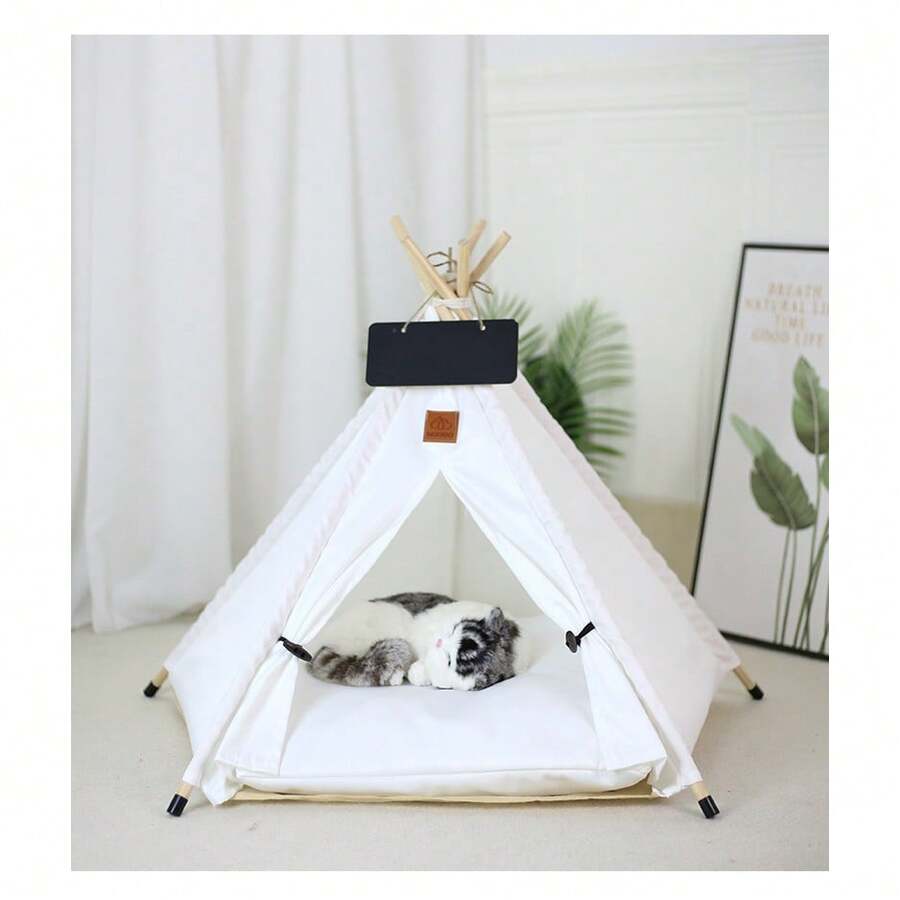 Lều ngủ cho thú cưng có thể gấp gọn, giường cho mèo, nhà cho chó có thể tháo rời và giặt được, chuồng ấm áp bán kín cho mèo. - trắng - Xem 1