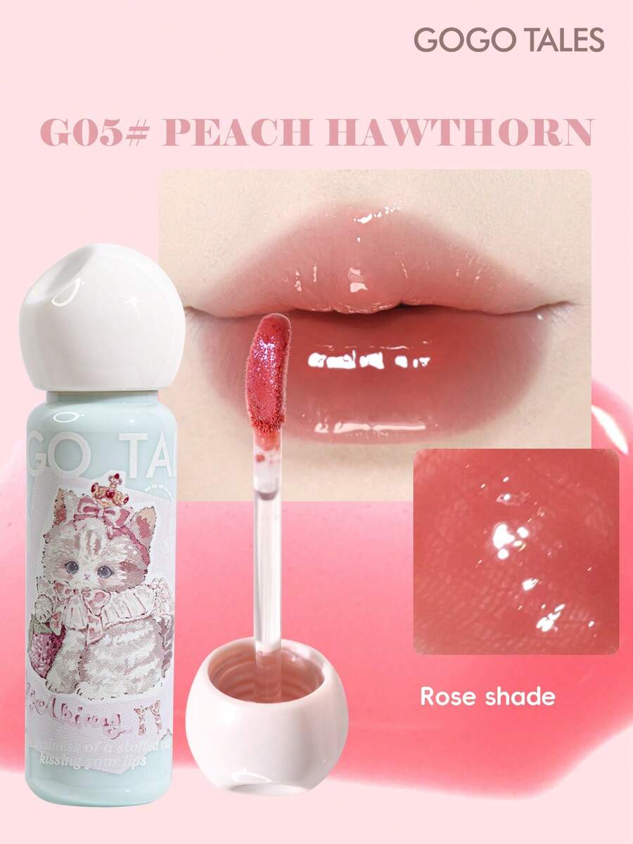 GOGO TALES GOGOTALES 可愛貓咪唇釉,打造豐盈水潤唇感,滋潤顯色,適合所有膚色,輕盈長效,透亮妝效,不易暈染褪色,口紅與唇彩混合款,適合日常自然淡妝 - G05# Peach Hawthorn - 查看 1