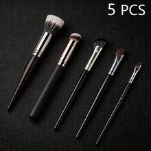 5 Pcs Makeup Brushes Set Multi Purpose Facial Makeup Brush Perfect For Any Look Premium Perfect For Blending Liquid Buffing Cream Sculpting Mineral - Black - View 12
