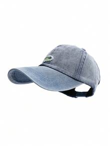 1 pieza Gorra de béisbol de mezclilla gris oscuro desgastada, gorra ajustable con bordado de letra deshilachada, accesorio casual lavado vintage para protección solar al aire libre y para ir al trabajo - gorra de béisbol - View 7