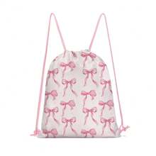 Drawstring Bag - Cute Designs Bbowknot Print Backpack - Perfect For School, Sports, Travel, And Toy Storage Sport Gym Swim Travel Backpack - Drawstring Sports Bag - View 1