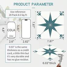 MORCART 20pcs Self-Adhesive DIY Removable Waterproof Floor Stickers, 7.87" X 7.87", Suitable For Bathroom, Kitchen, Wall, Bedroom, Stairs (Green Starry Sky) - Multicolor - View 13