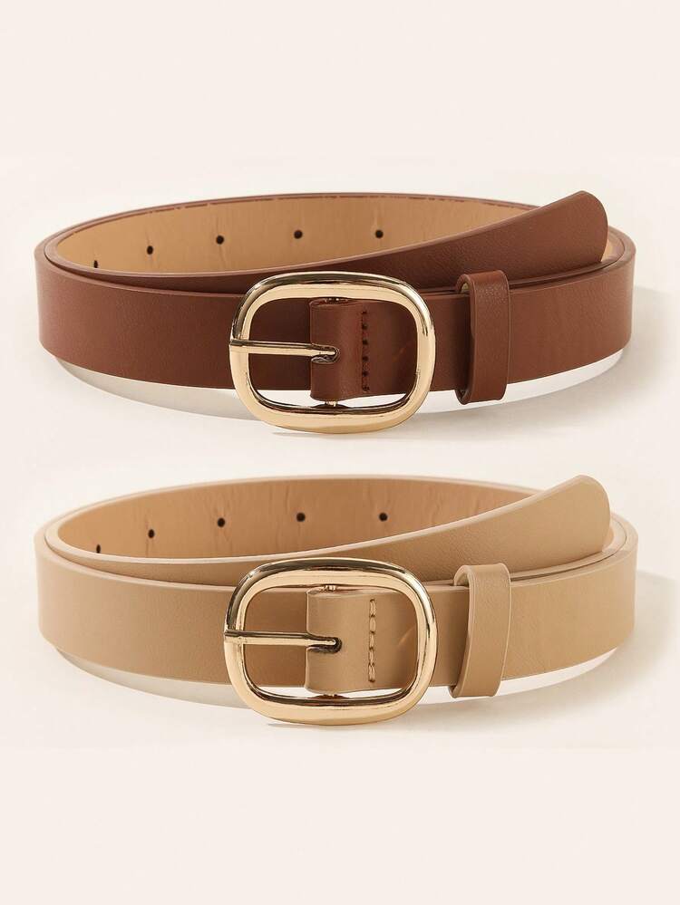 1/2/3pcs Women's Waist Belt, Fashion Minimalist Solid Color Square/Round Buckle Leather Belt, Suitable For Dresses, Jeans, Casual Wear, Waist Decoration - A - View 15