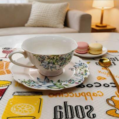 2/6/9pcs Shelf Liners, Waterproof Non-Stick Drawer Liners, Anti-Slip Washable Shelf Liners, Moisture-Proof Anti-Dust Cabinet Mats, Suitable For Refrigerator, Cabinet, Storage Cabinet Drawers And Kitchen Storage, Coffee Cup Pattern, Easy To Clean, Slouchy Cleaning Essential