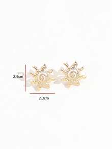 1 par de pendientes asimétricos de aleación de zinc con forma de sol, pendientes versátiles y vintage para mujeres - Dorado - Ver 6
