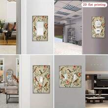 1pc Vintage Beige Floral & Bird Rose Print Switch Panel Cover, 1/2 Gang Universal Socket Decorative Sticker, No Drilling Home Switch Beautifier, European Pastoral Style Indoor Home Accessory - Multicolor - View 3