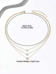 1 chiếc vòng cổ ba lớp sang trọng đính đá Cubic Zirconia, kiểu dáng tối giản thanh lịch bằng thép không gỉ, phù hợp cho trang phục hàng ngày và hẹn hò, giúp bạn dễ dàng tạo nên vẻ ngoài nhẹ nhàng và trang nhã. - vòng cổ - Xem 4