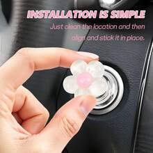 Interior Decoration Accessories Featuring Elegant Flower-Shaped Buttons, Car Key Protection Covers, Cute Designs, Protection Covers For Car Engine Start/Stop Control Levers, Universal One-Key Ignition Start Covers, Protecting Nails, Suitable For Car Decoration. - Starter Button Decoration - View 4