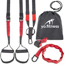 Entrenamiento en Suspensión Ejercicio de Resistencia con Pesos Corporal Correas Fitness Workout Funcional con Cuerdas - negro rojo - Ver 2