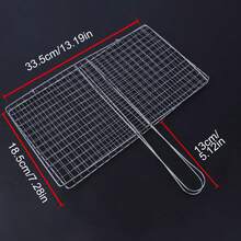 1pc Heavy Duty Stainless Steel/Carbon Steel Barbecue Tongs With Multilayer Rectangular Grid And Heat-Resistant Handle, Suitable For Securing Vegetables, Meat And Fish, Ideal For Home And Commercial Kitchen, Outdoor Grilling Accessory - A - View 4