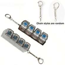 2pcs Keyboard Key Design Stress Relief Keychain, Fidget Toy For Adults, Pressable Key Ring, Helps Relieve Stress And Improve Focus, Relaxing - Multicolor - View 3
