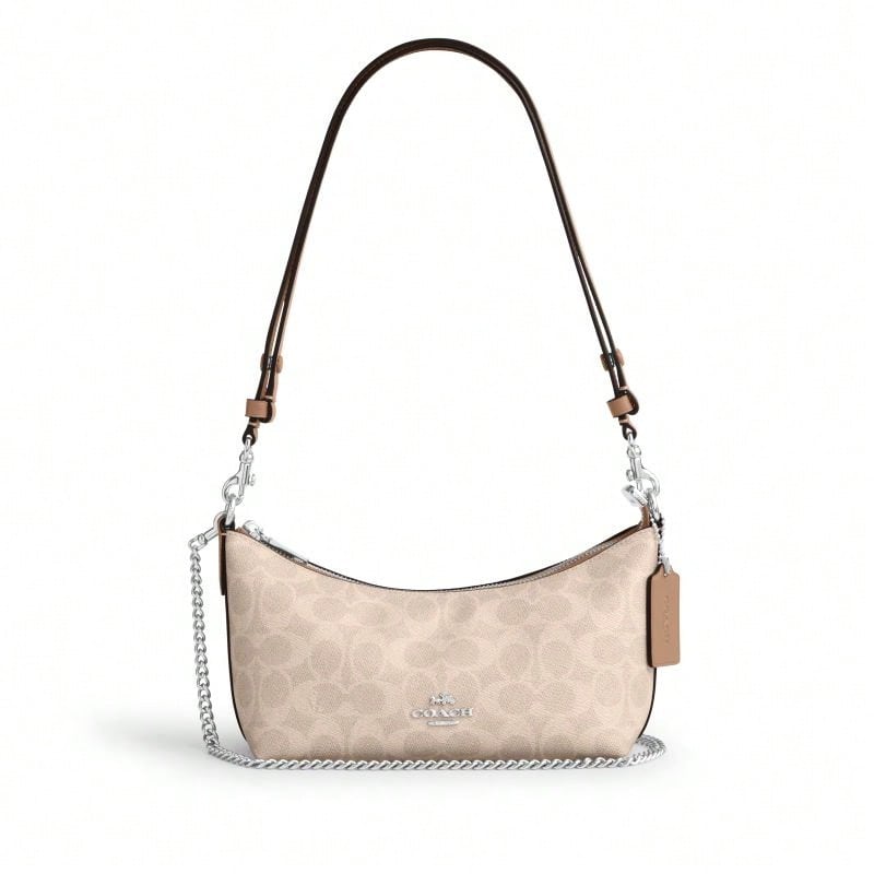 Coach Caitlin Printed Women's Single Shoulder Crossbody Bag CEK80SVPWH - Sandy Yellow/grayish Brown CEK80SVPWH - View 1