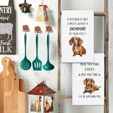 Fun Dog Printed Kitchen Towels, 40*60cm, Featuring Jack Russell Terrier Pattern And Dachshund Pattern. Made Of Soft, Skin-Friendly Fabric That Is Highly Absorbent, Breathable, And Durable Against Fading And Linting. Versatile For Kitchen Wiping, Bathroom Use, And Household Cleaning, Also Perfect As Exclusive Fun Gifts For Pet Lovers. - Multicolor - View 9