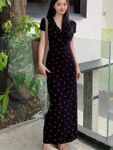 Women Midi Dresses - Black - View 2