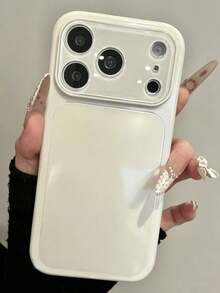 Ốp lưng điện thoại cao cấp màu trơn, mặt kính bóng cho iPhone 17 Pro Max 16 15 14 13 12 11 Pro Max, bảo vệ ống kính, chống rơi, chống sốc, mặt lưng cứng cáp. - Làm trắng tức thì - Xem 4