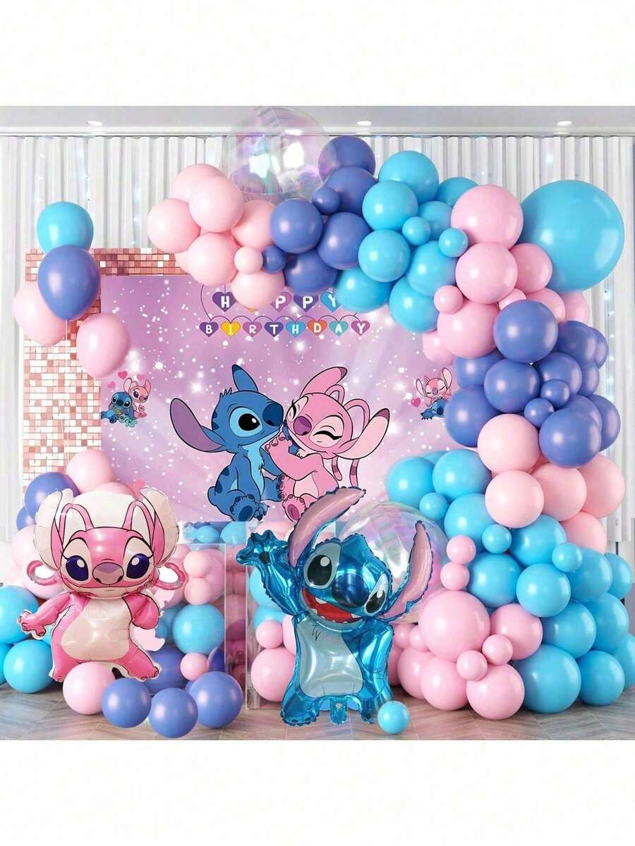 Disney 史迪奇主题气球拱门派对套装，适合生日派对、家庭聚会，包含乳胶气球、铝箔气球和悬挂装饰品，也适用于性别揭晓派对、史迪奇主题派对、拍照背景、派对装饰、节日装饰、日常聚会、返校季、圣诞派对等场合。 - 多色 - 查看 1