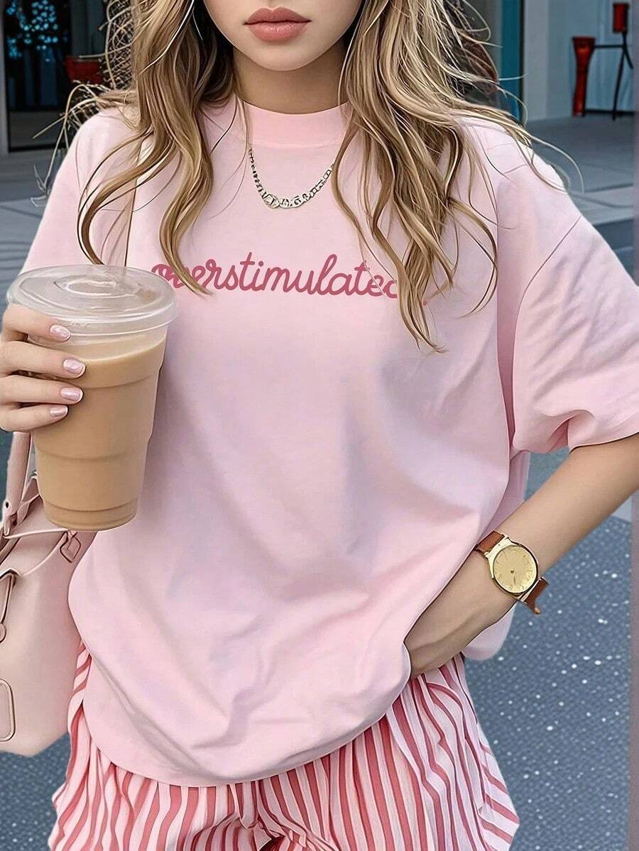 Camiseta casual de mujer de manga corta y cuello redondo - Estampado impreso, tela suave y cómoda, lavable a máquina, blusas de verano camisetas para mujer - Estilo - Ver 1