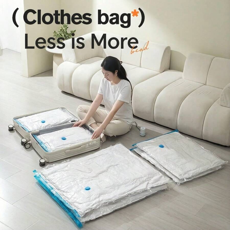 Bolsas de almacenamiento al vacío con cremallera, para guardar ropa, mantas y armarios [Bomba no incluida] - Ahorra un 80% de espacio, bolsas de almacenamiento para viajes (5 tamaños disponibles)