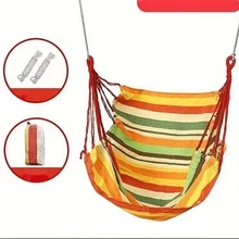 1Pc Oversized Hammock Swing Chair For Outdoor Patio, Garden & Balcony, Large Comfortable Hanging Chair With Anti-Rollover Design, Sturdy Frame, All-Weather Durable Textile Fabric, Portable Hanging Seat For Leisure, Reading Nook, Camping, And Relaxation - Multicolor - View 16
