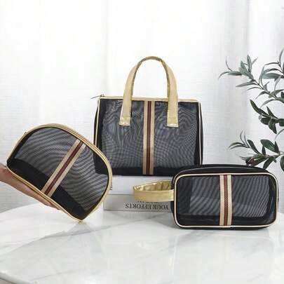 Túi đựng mỹ phẩm, Túi du lịch lưới cầm tay phiên bản Hàn Quốc, Túi đựng đồ trang điểm dung tích lớn,