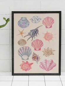 Tranh treo tường bằng vải canvas có khung, tông màu nhẹ nhàng, họa tiết vỏ sò biển xanh nhạt, trang trí phòng ngủ cho bé gái màu hồng, phù hợp cho phòng tắm, phòng ngủ, phòng khách, phòng trẻ em, nhà ven biển, nhà ven hồ, căn hộ. - Nhiều màu - Xem 5