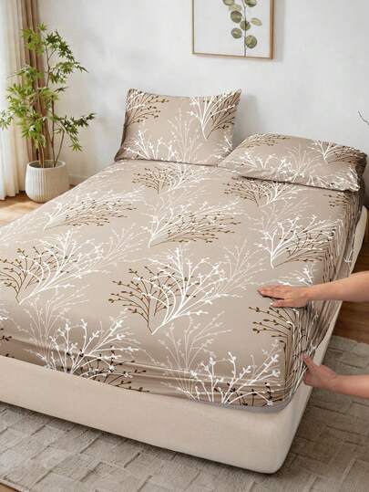 1 tấm ga trải giường siêu mềm in hình cành cây - Chỉ bao gồm tấm bảo vệ nệm, có thể giặt máy, phù hợp với phong cách đồng quê, tươi mát, INS và các phong cách khác, nâng tầm vẻ sang trọng cho phòng ngủ, nhiều kích cỡ (King/Queen/Full/Twin) cho nhà ở/ký túc xá/căn hộ/phòng khách/nhà nghỉ dưỡng và làm quà tặng.