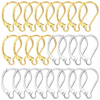 100pcs Lever Back Earring Hooks, Lever Ear Wire, Low Allergy Earring Findings For Pendant Earring Making, Smooth Open And Close, 10x16mm For DIY Jewelry Crafting