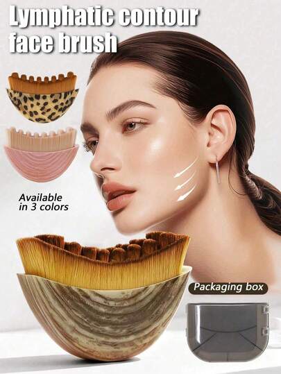 1/2pcs Soft Lymphatic Shaping Facial Contour Brush, Lymphatic Drainage Massager, Body Massage Brush, Suitable For Facial, Chin And Jawline Shaping, Precisely Fit Skin, Stimulate Lymphatic Detox Channels, Enhance Natural Soothing Process, Improve Facial Blood Circulation, Eliminate Double Chin, Reduce Facial Puffiness. Portable Beauty Tool, Can Be Used During Skincare, Spa, Massage.