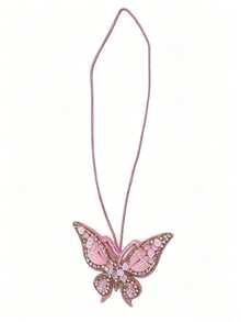 1pc Handmade Beaded Butterfly Bag Charm, Elegant Minimalist Accessory - Pink - View 10