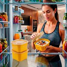 Set Of 3 PP5 280ml Plastic Containers For Microwave And Dishwasher - 黃色 - 查看 5