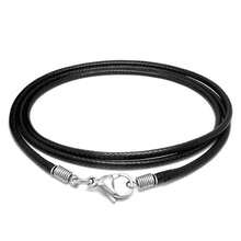 Cordón de collar de cuero trenzado de 16-24 pulgadas con broche, cordón de cuero negro de 2.5 mm, unisex - Multicolor - Ver 4