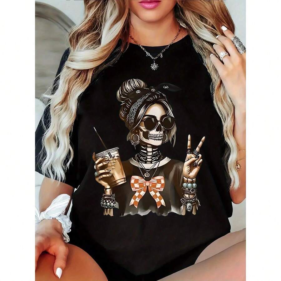 Dam-T-shirts - Svart - Visa 1