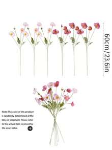 6pcs 60cm Artificial Silk Poppy Flowers - Aesthetic Home Decor For Living Room, Bedroom, Wedding, Party, UV-Resistant Outdoor Garden Tabletop Decoration, All-Season DIY Floral Arrangement - Multicolor - View 9