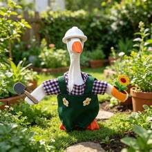 Gardener Desk Goose Outfits 7 Inch Mini Goose Hat 2 In 1 Shirt Overalls Costume For Spring Desk Goose Statue Decor - A - View 5