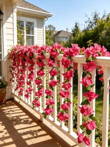 3/1 piezas Flores de enredadera artificial con hojas verdes, perfectas para decoración del hogar al aire libre en primavera y verano, adecuadas para decoración de arco de boda, balcón, comedor, fiesta de cumpleaños, decoración navideña, Día de San Valentín, decoración de temporada de bodas, Día de la Madre, decoración festiva (Rosa intenso) - Rosa Fucsia - Ver 6