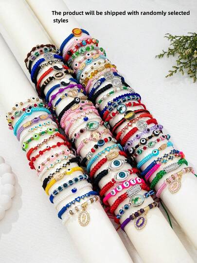 Set de pulseras de estilo bohemio hechas a mano con cuentas, de 5 piezas/15 piezas/30 piezas/60 piezas, pulseras elegantes y versátiles para mujer para citas, vacaciones, uso diario, fiestas, regalo de aniversario