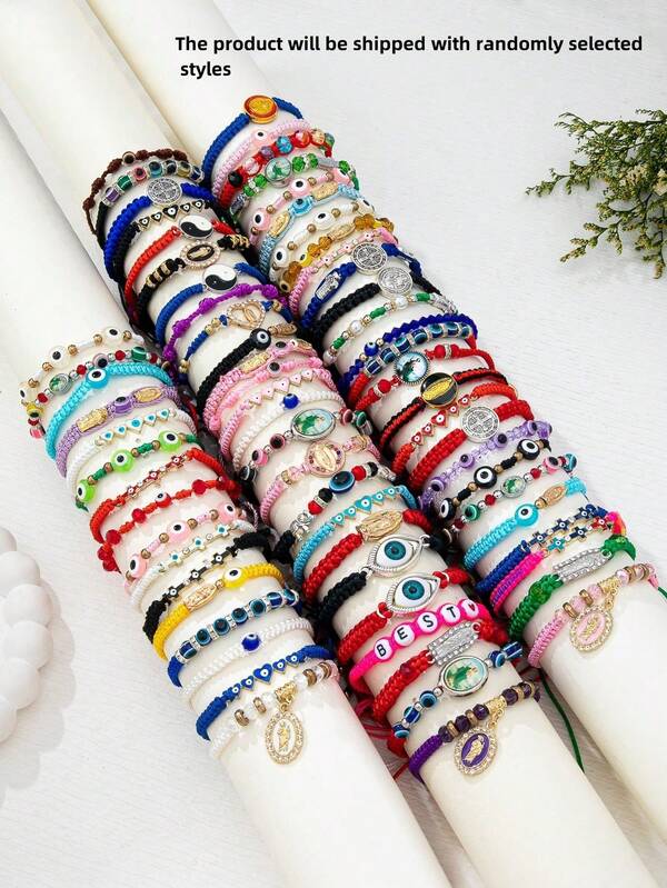Random 5pcs/15pcs/30pcs/60pcs Bohemian Style Handmade Braided Charm Bracelet Set, Versatile Elegant Women Bracelet For Dating, Vacation, Daily Wear, Party, Anniversary Gift