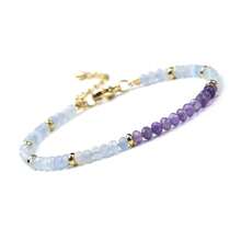 1 chiếc vòng tay điều chỉnh được, làm từ các hạt đá tự nhiên 2x4mm như Beryl, Lapis Lazuli, Amethyst, Garnet, vòng tay hạt nhỏ tinh tế, phù hợp cho phụ nữ đeo hàng ngày, món quà tuyệt vời dành cho bạn bè và mẹ. - Nhiều màu - Xem 12