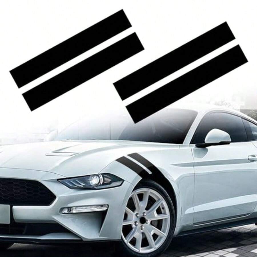 2 Pair Racing Sport Stre L Decals Car Fender Ood Bumper Trunk Auto Stre Grapic Stickers Rations Pickup Veicle SUV Truck Off- Black - Black - View 1
